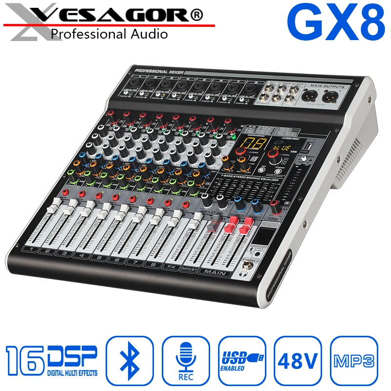 Vegagor  ͼ GX8 ͽ ܼ, 16DSP  ȿ, 48V   DJ ͼ, USB  μ  ī 